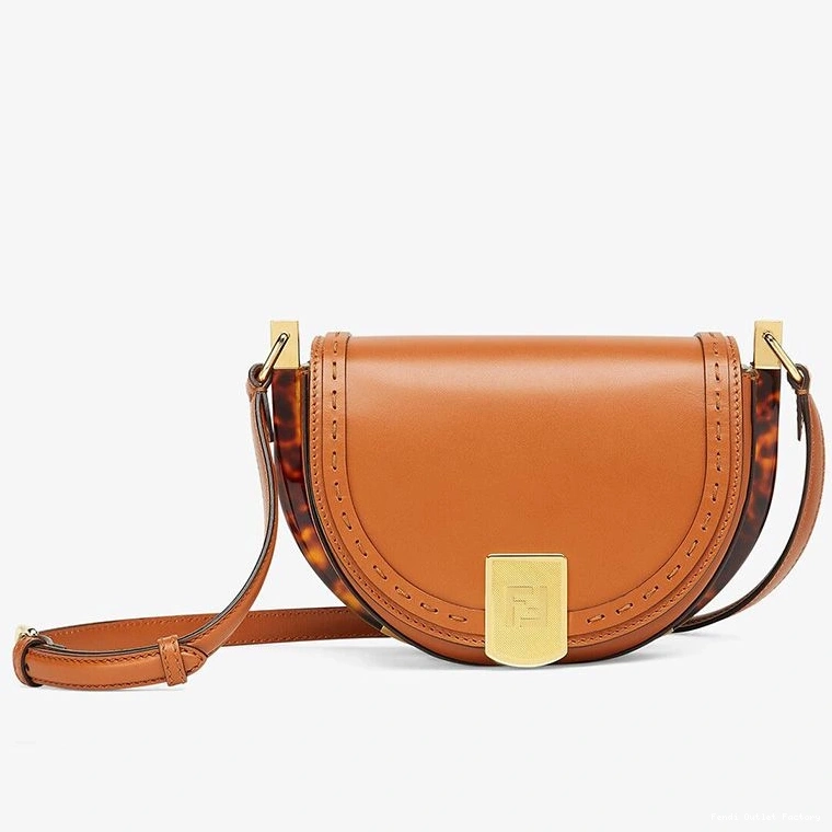 Vintage HOT Fendi Calf Bag In Moonlight Brown Logo Leather ROMA 0814